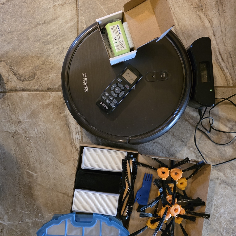 Black Robot Vacuum Cleaner with Accessories -